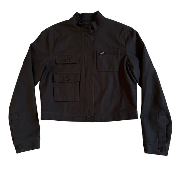 Lauren Ralph Lauren Utility Jacket Black Size Medium Black EUC Preppy Zip Front - Picture 1 of 11